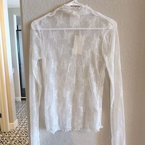 Hem & Thread Sheer White Lace Blouse